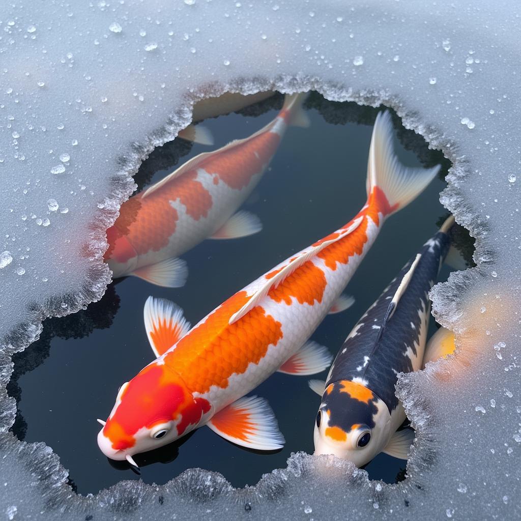 Koi in a Winter Pond