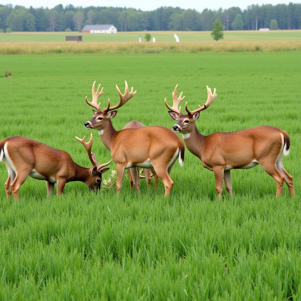 Deer Grazing in a Winter Wheat Food Plot