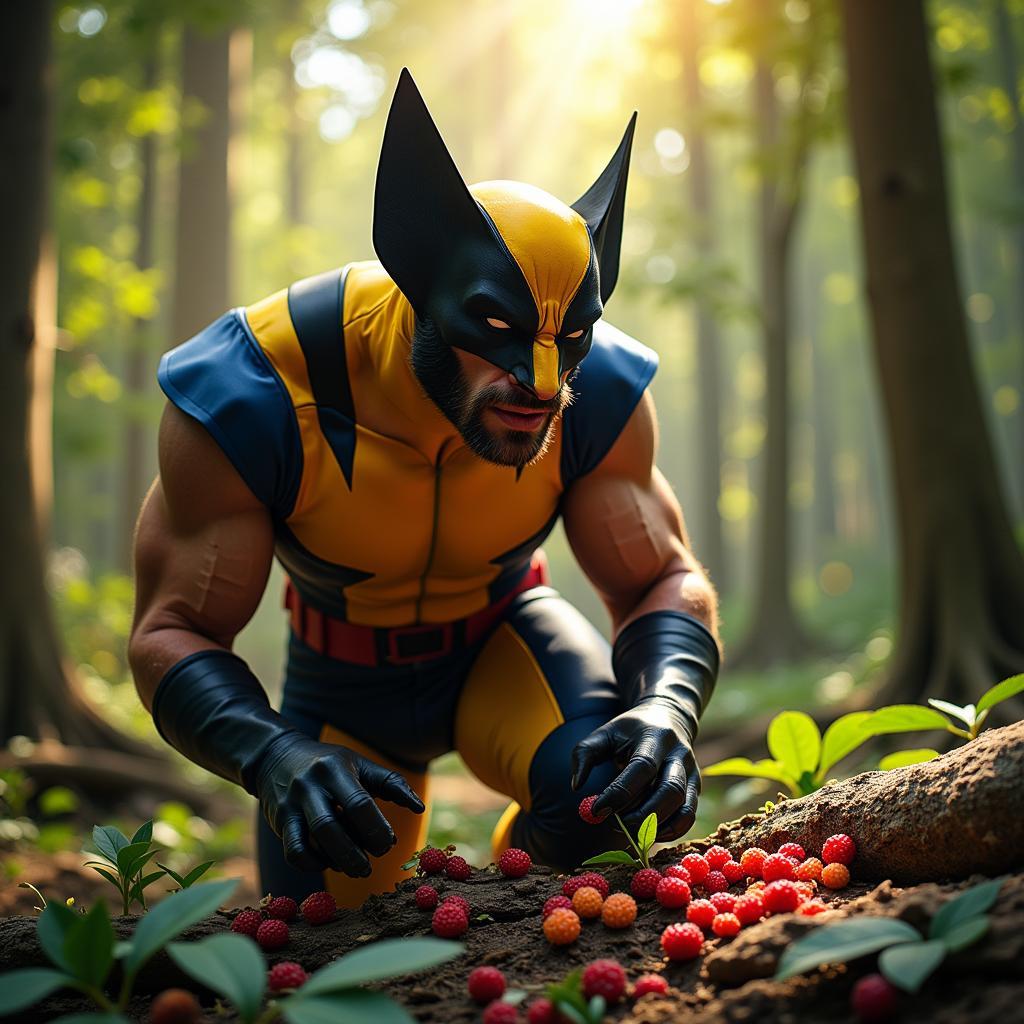 Wolverine Foraging for Wild Berries