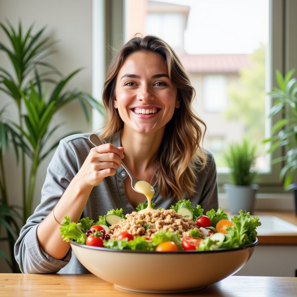 Woman Enjoying a Healthy Salad