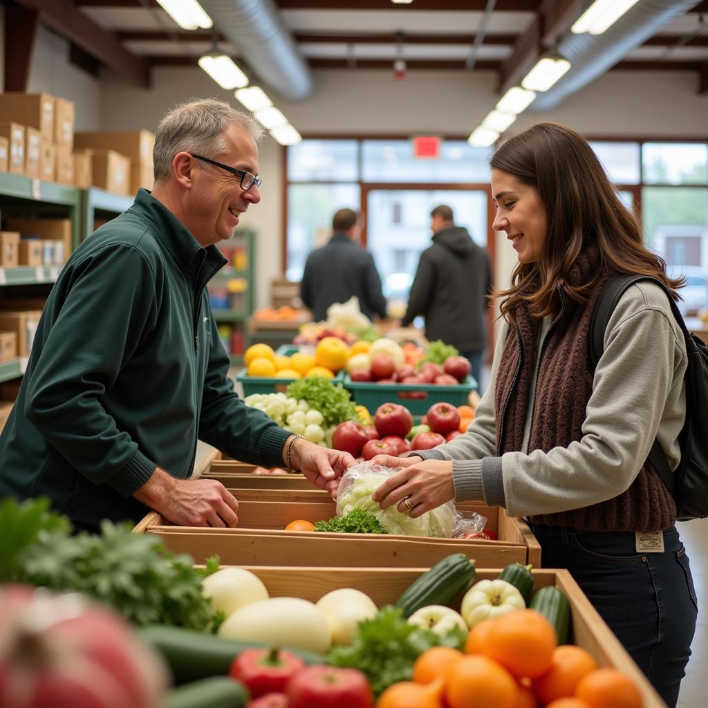 Client Choosing Groceries at the Wood Dale Food Pantry