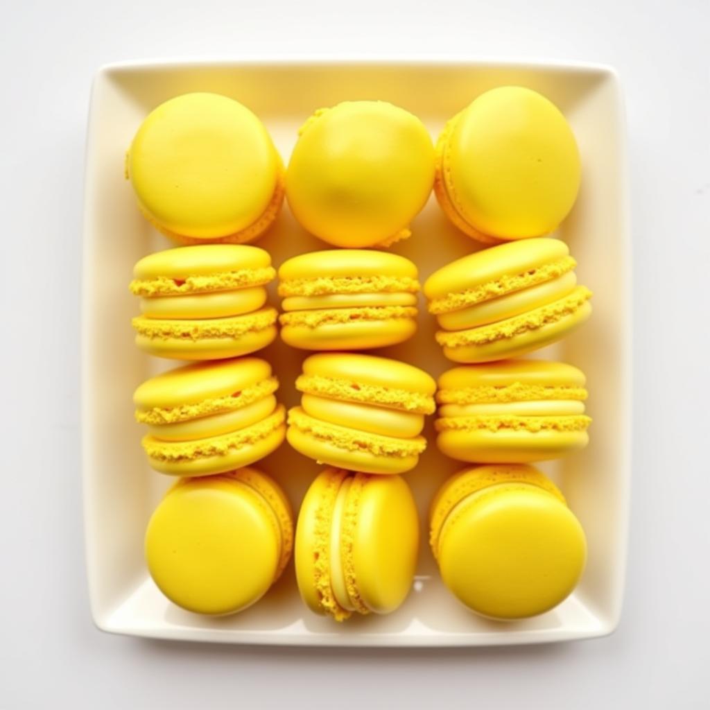 Vibrant Yellow Macarons on a Tray