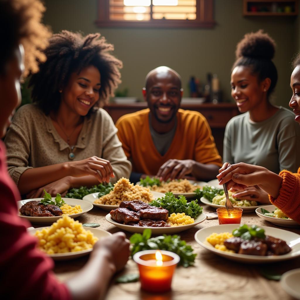 A Zimbabwean Family Enjoying a Traditional Meal