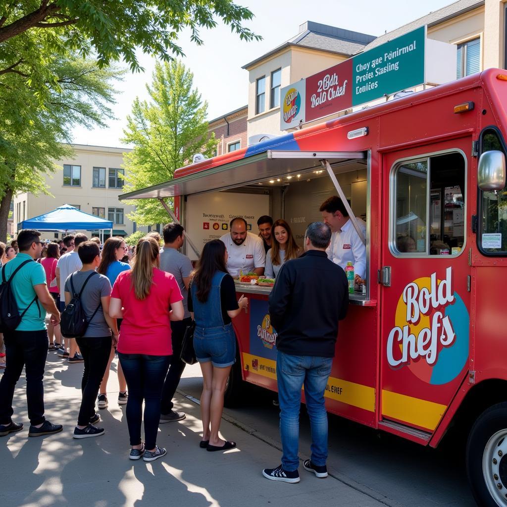 2 Bold Chefs Food Truck Serving Customers