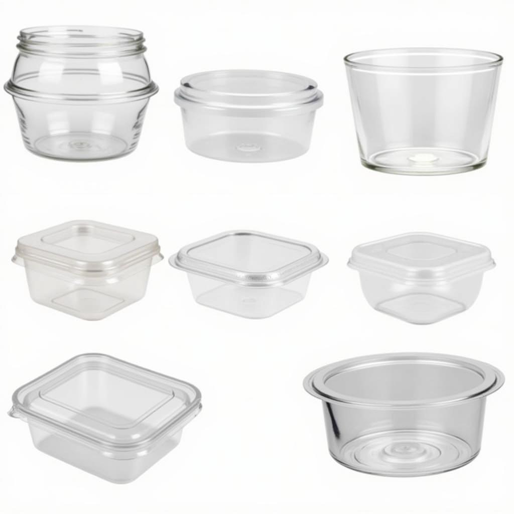 Various types of 3 oz food containers showcasing different materials and designs.