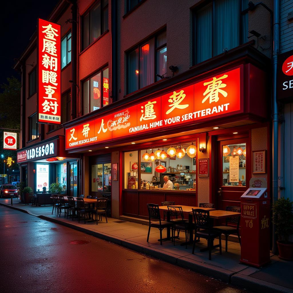 Exterior view of a bustling Chinese restaurant on 5th street