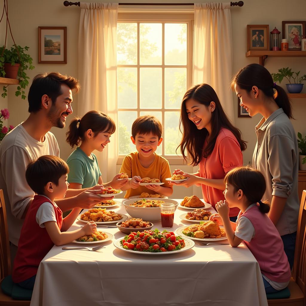 Family enjoying a delicious meal together