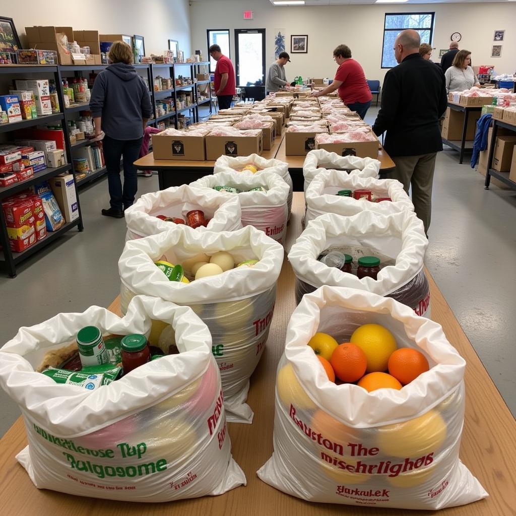 Food donations being organized at the Action Church food pantry.