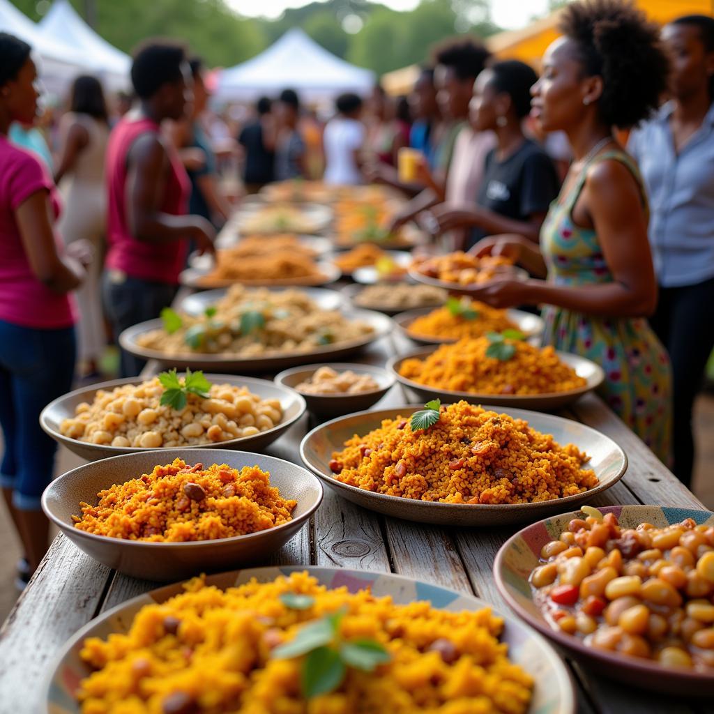 Vibrant dishes at an African food festival