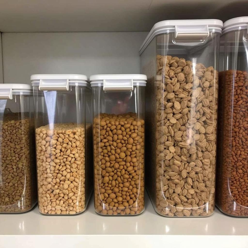 Dog food stored in airtight containers