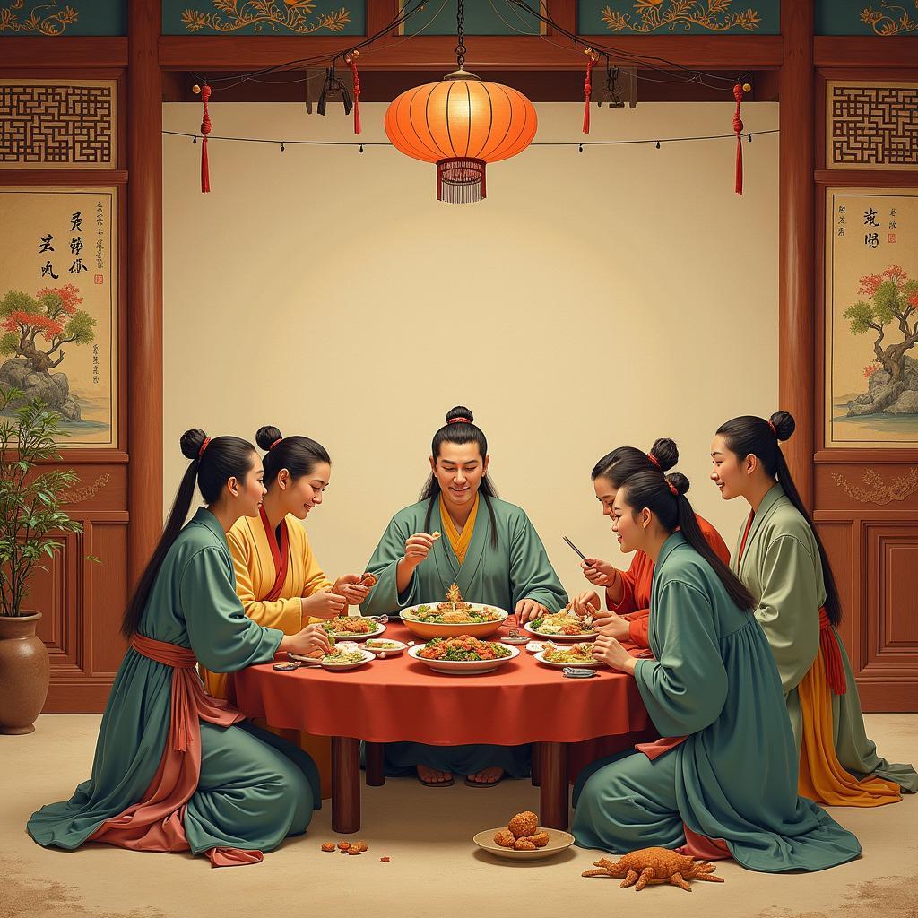 A Depiction of an Ancient Chinese Dining Scene