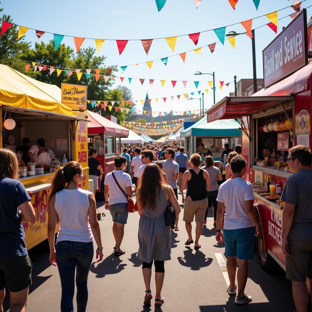 Crowds enjoying the Anderson Food Truck Festival