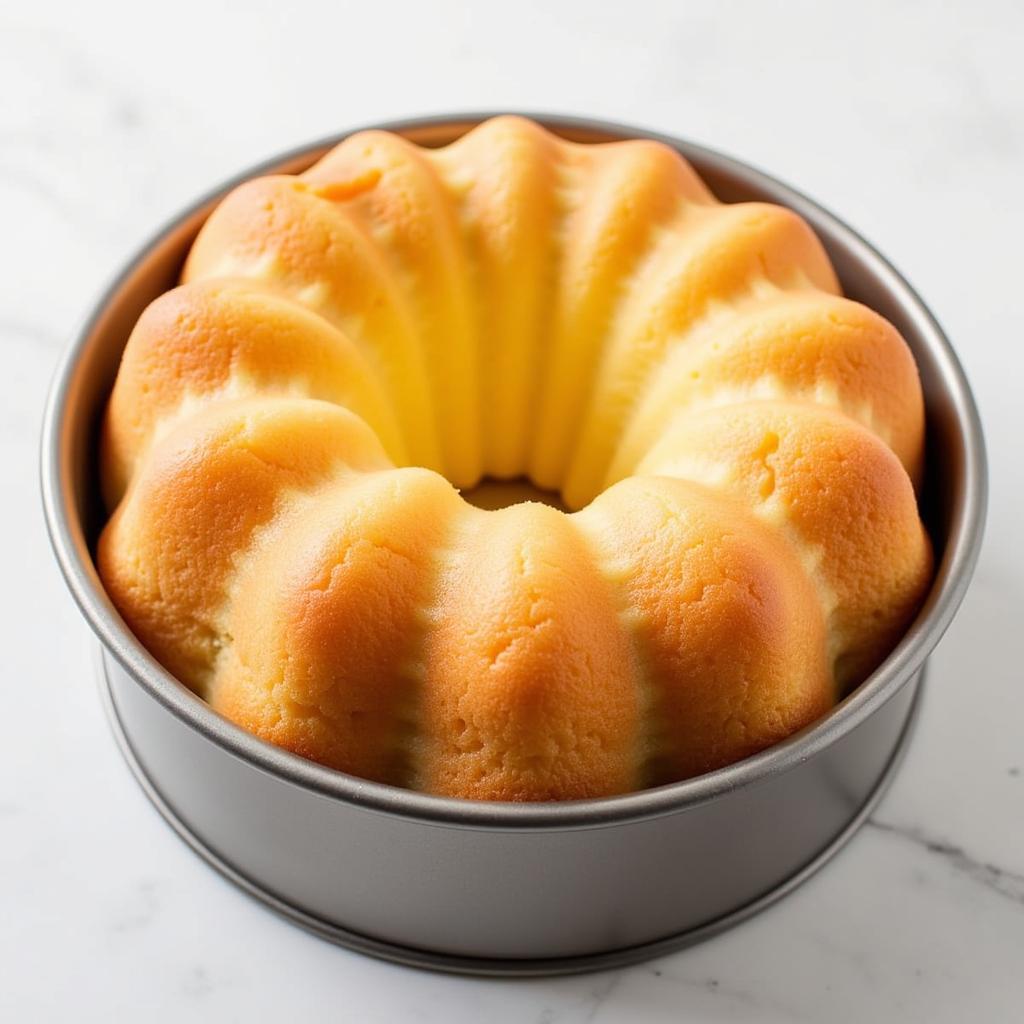 Perfectly baked angel food cake in a tube pan