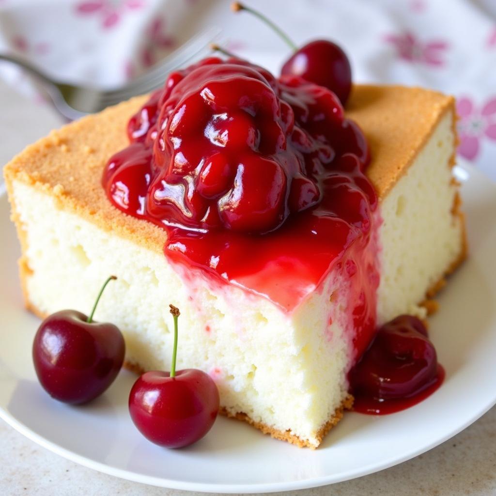 Angel Food Cake with Cherry Pie Filling