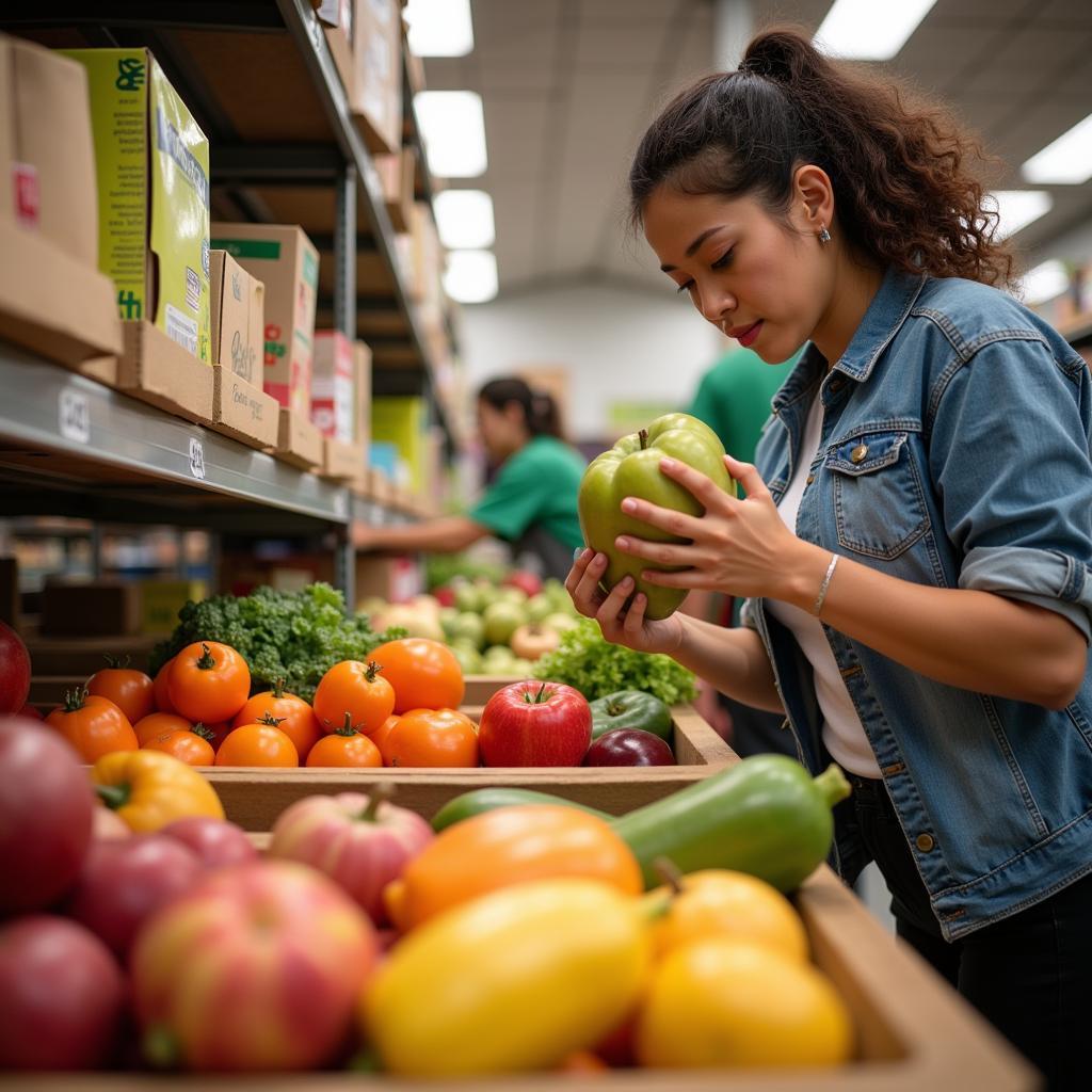 Client Choosing Food at the Apple Valley Food Shelf