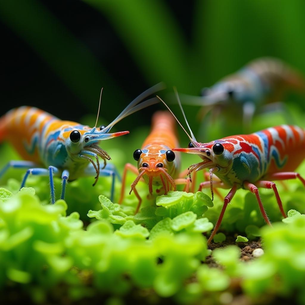 Shrimp feeding on algae wafers