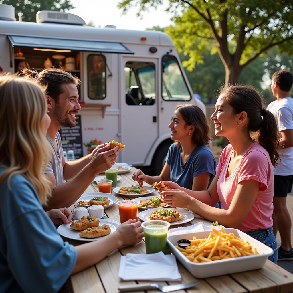 Happy Customers at Auntie M's Gluten-Free Food Truck