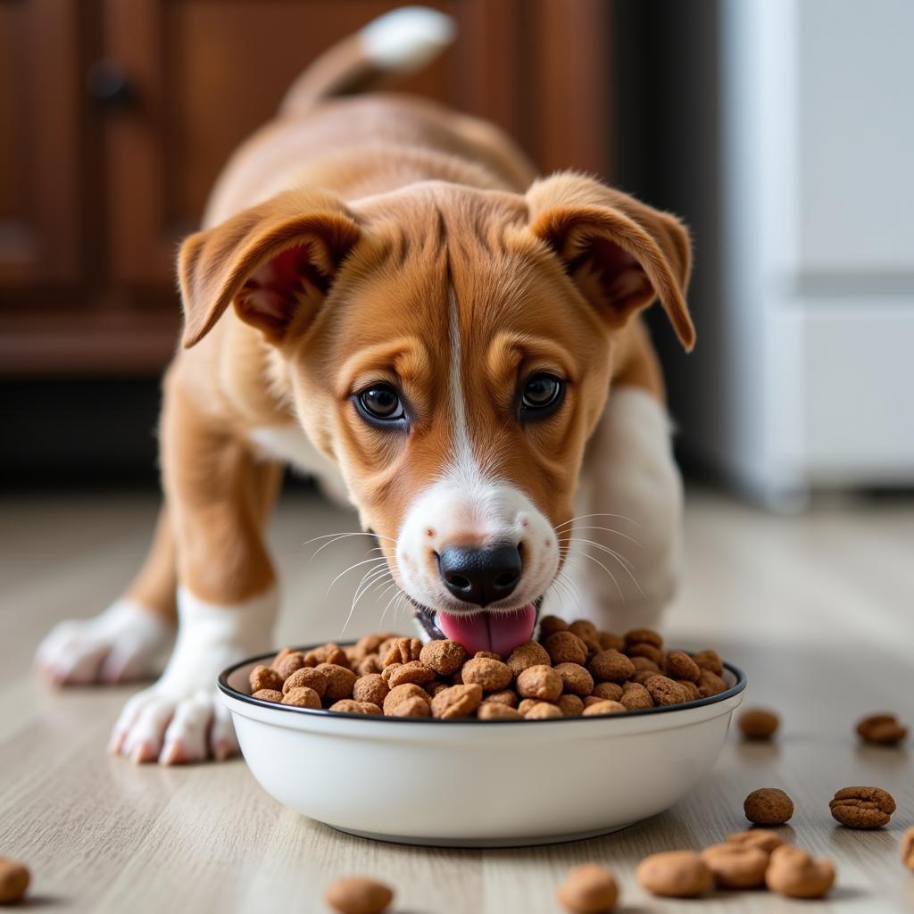 Australian Cattle Dog puppy enjoying a healthy meal