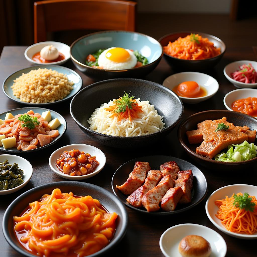 A spread of popular Korean dishes available for online ordering.