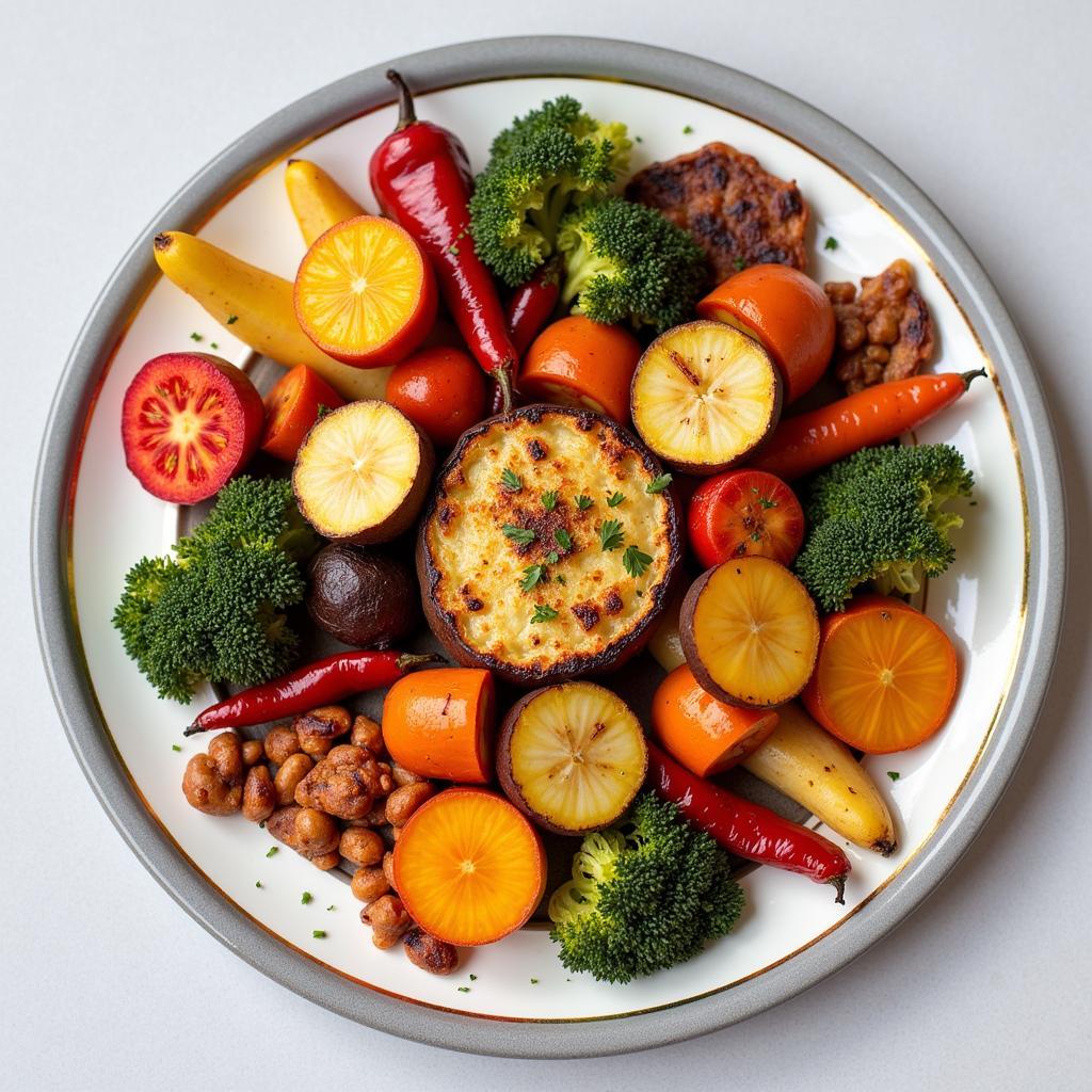 A balanced meal featuring root vegetables and complementary ingredients