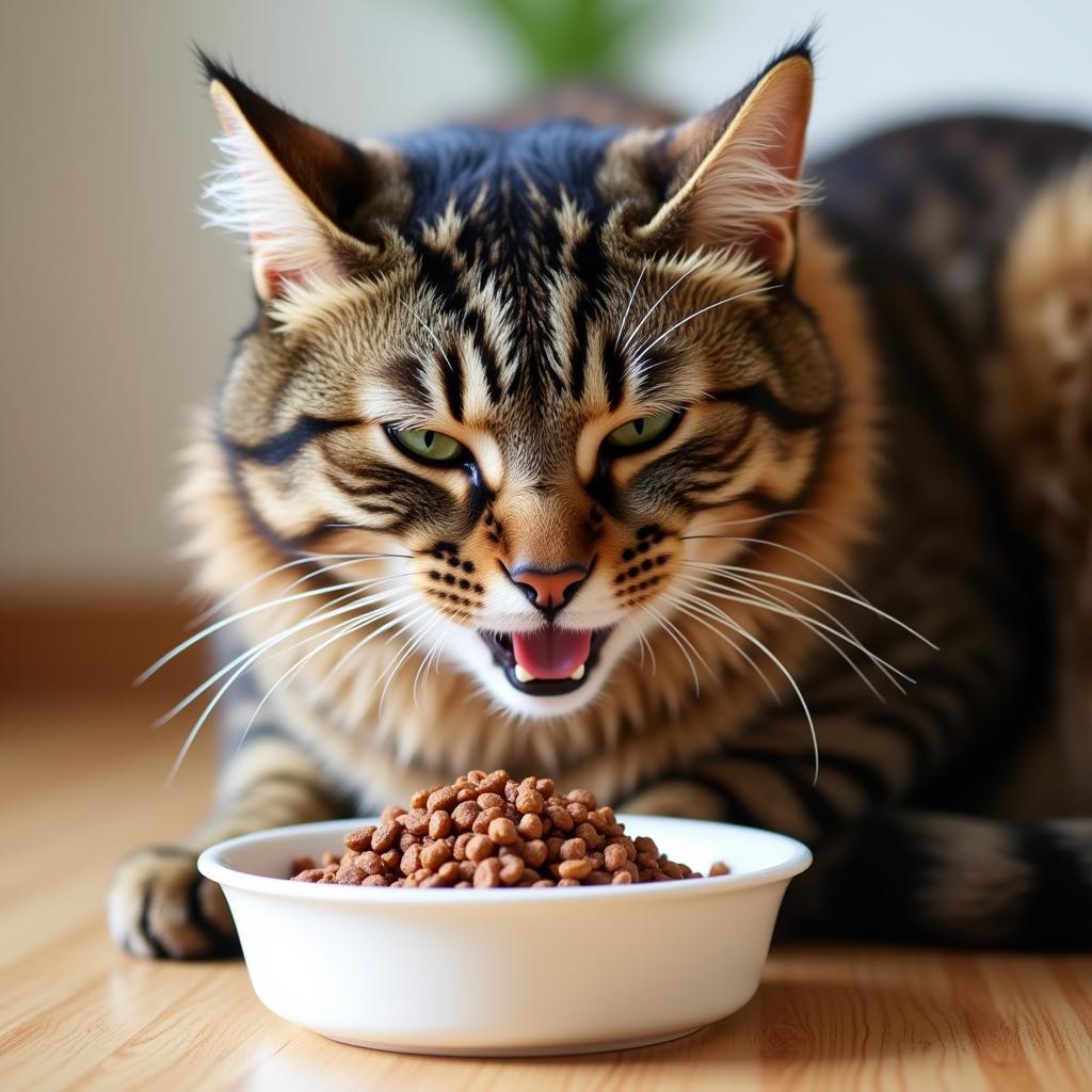 Healthy Cat Eating Natural Food