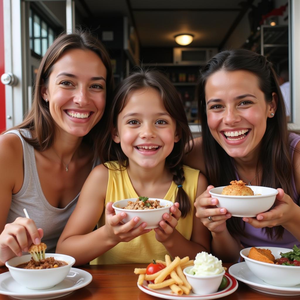 Big Lou's Food Truck Customers Enjoying their meals