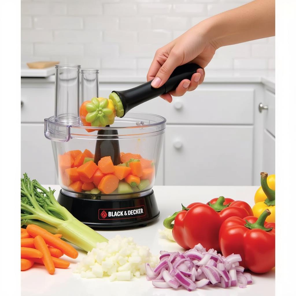 Black and Decker Food Processor Chopping Vegetables