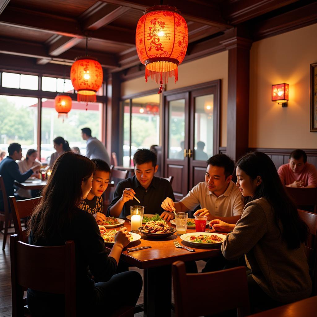 The interior of a bustling Chinese restaurant in Bowie, MD