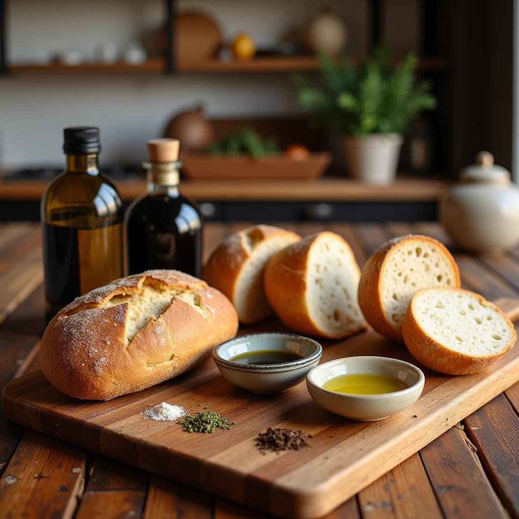 Bread dipping set gift ideas with olive oil, balsamic vinegar and spices