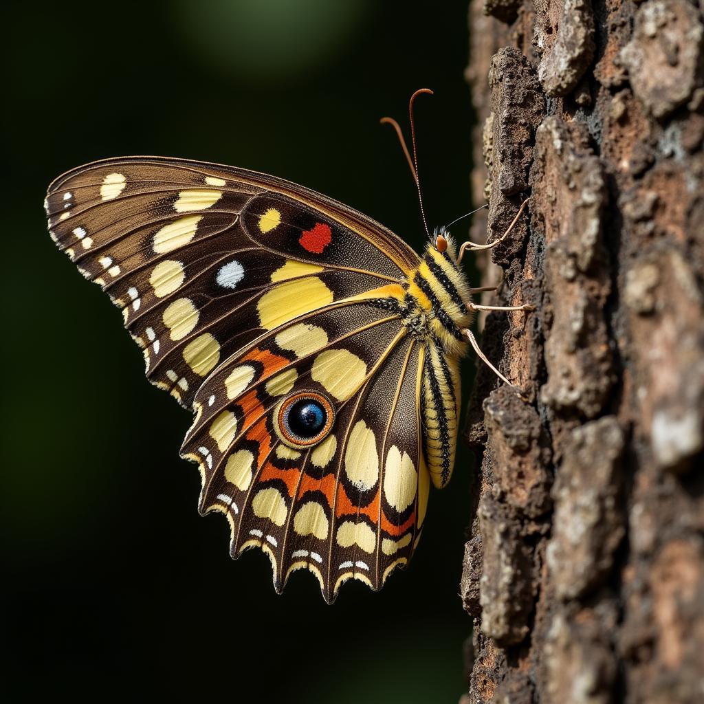 Butterfly Camouflaged on Bark