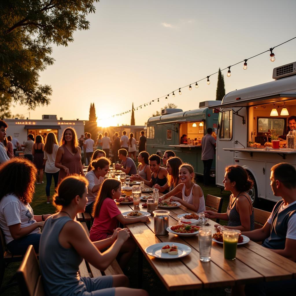 Families Enjoying Camarillo Ranch House Food Trucks
