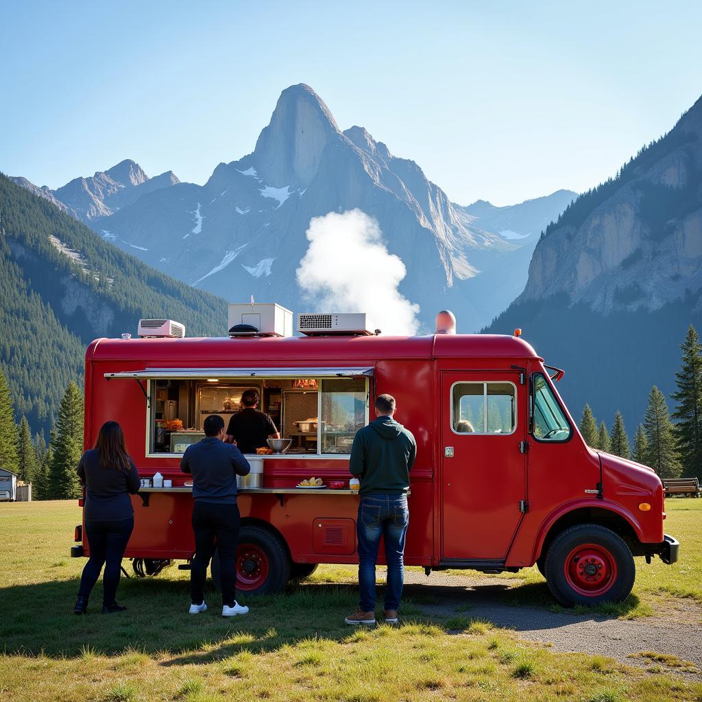 Camping Food Truck with Mountain View