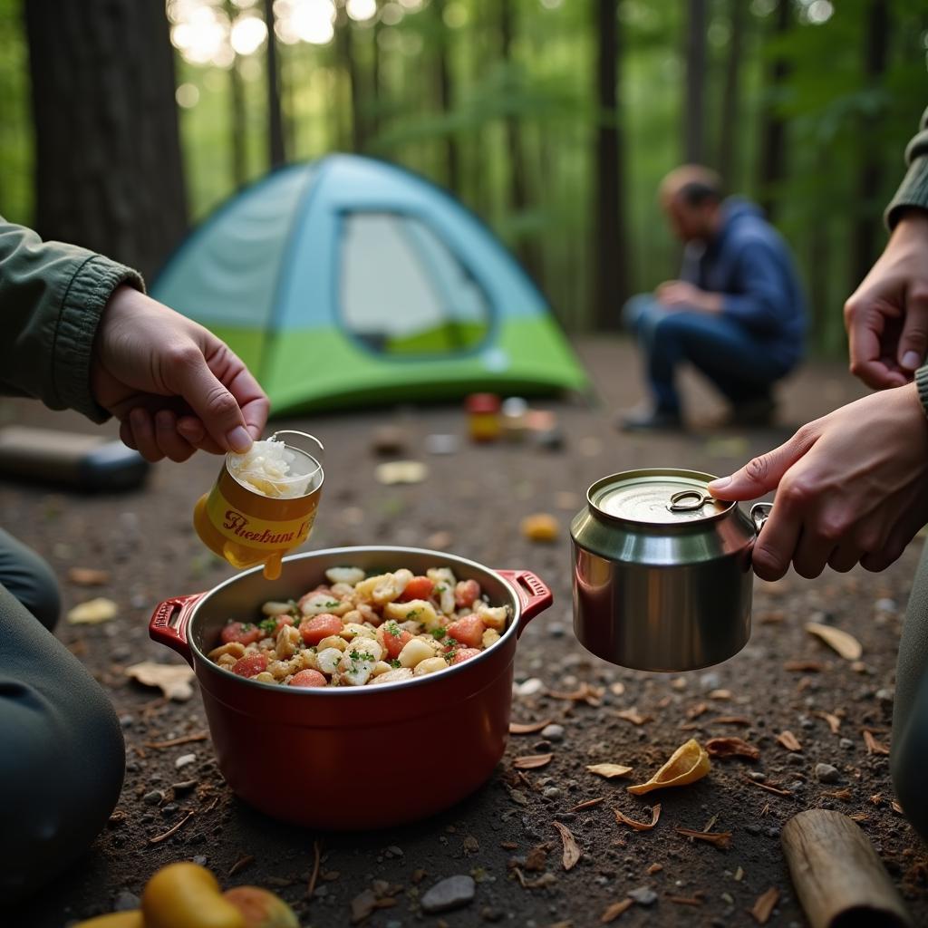 Preparing Canned Camping Meals