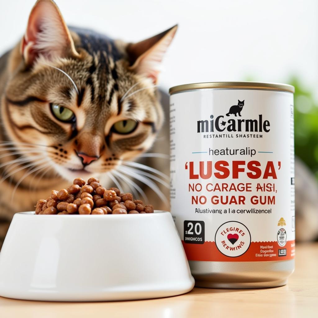 Canned cat food without carrageenan or guar gum.