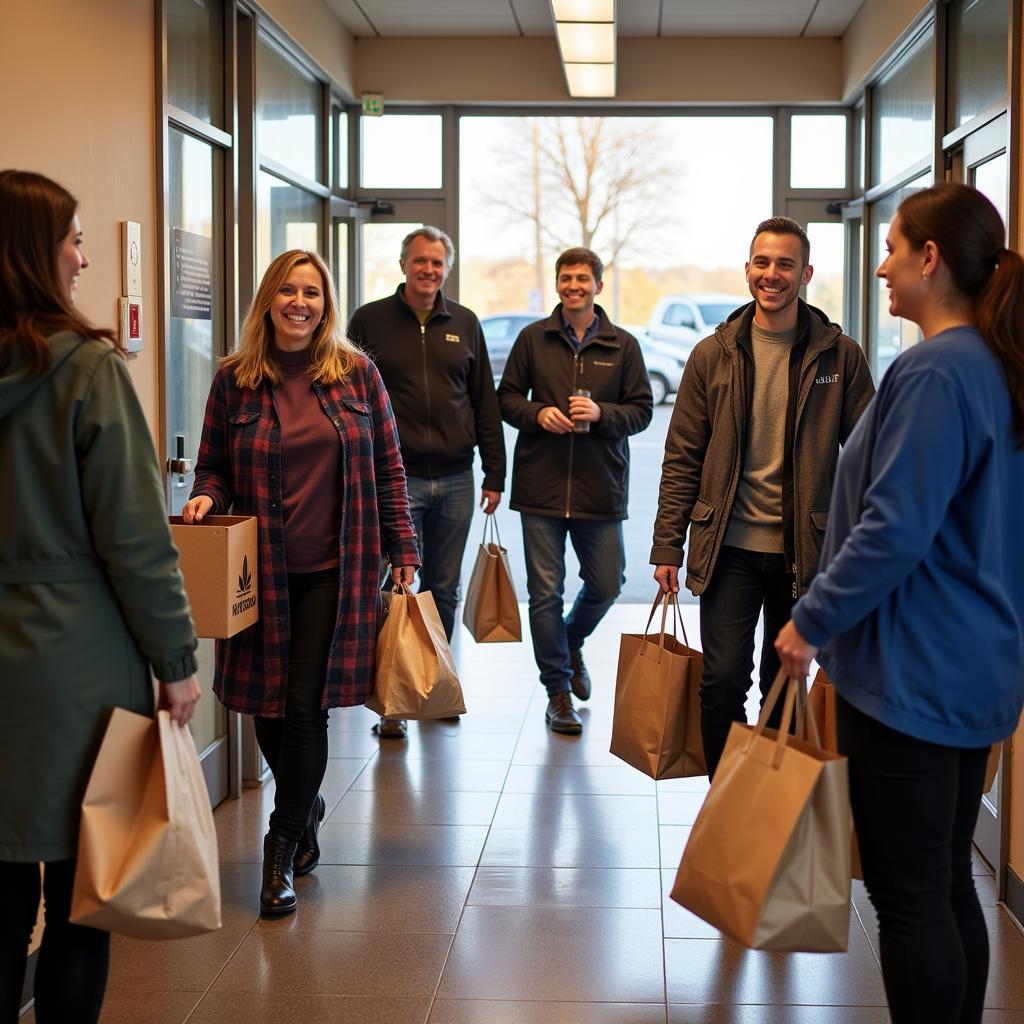 Community members donating food items at the Cannon Falls Food Shelf