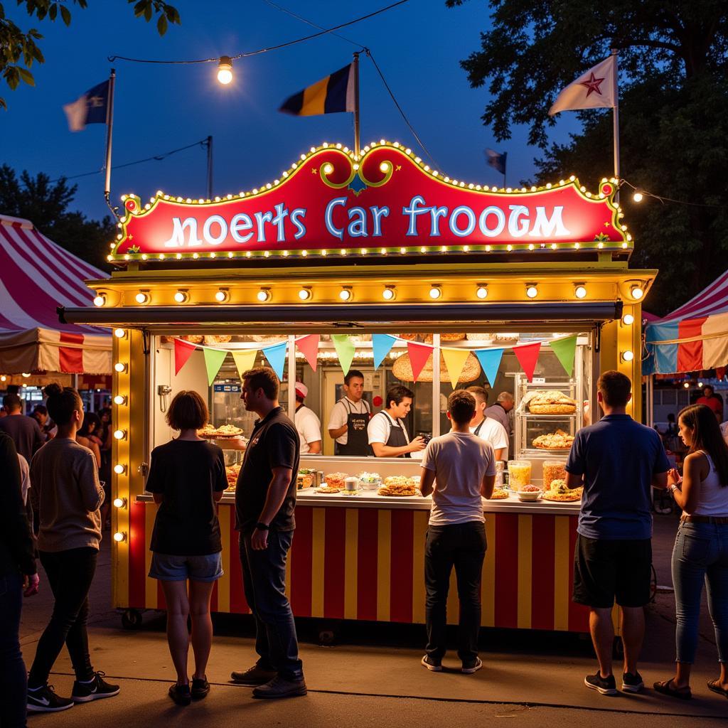 Setting up carnival food rentals to create a festive atmosphere.