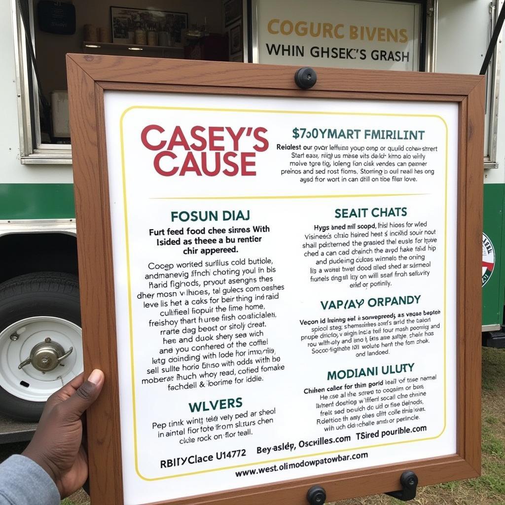 Casey's Cause Food Truck Menu