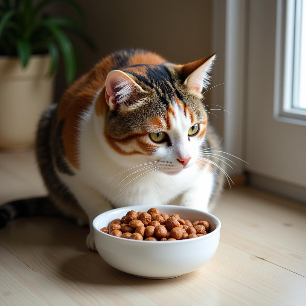 Cat Eating Boat to Bowl Cat Food