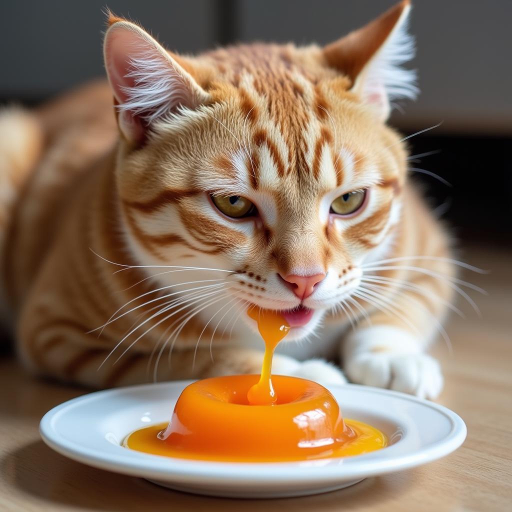 A Cat Enjoying Food Jelly Treat