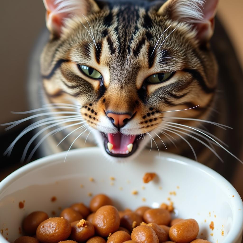 Cat Enjoying Instinct Duck Food