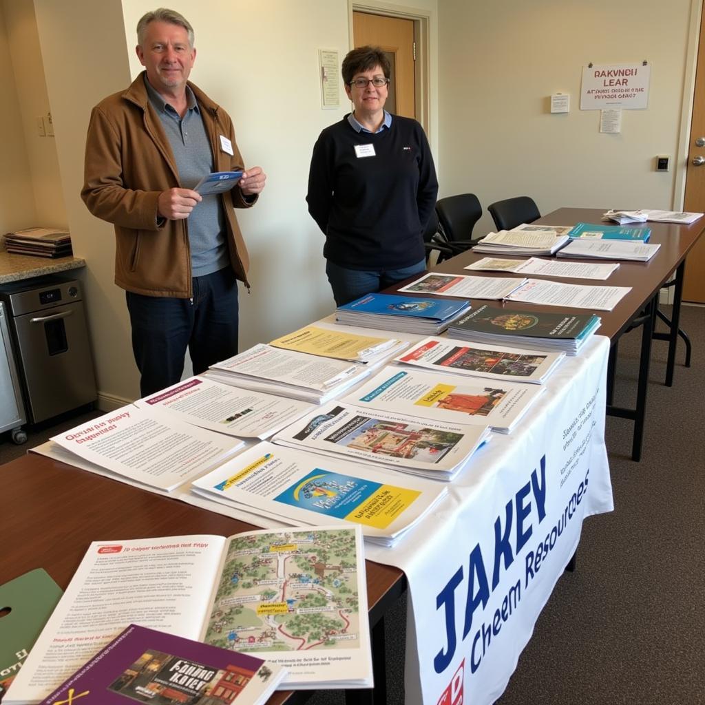 Information table with resources at the Catholic Charities Winter Haven Food Pantry