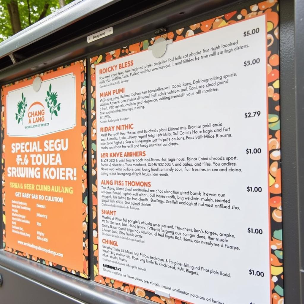 Chang A Lang Food Truck Menu