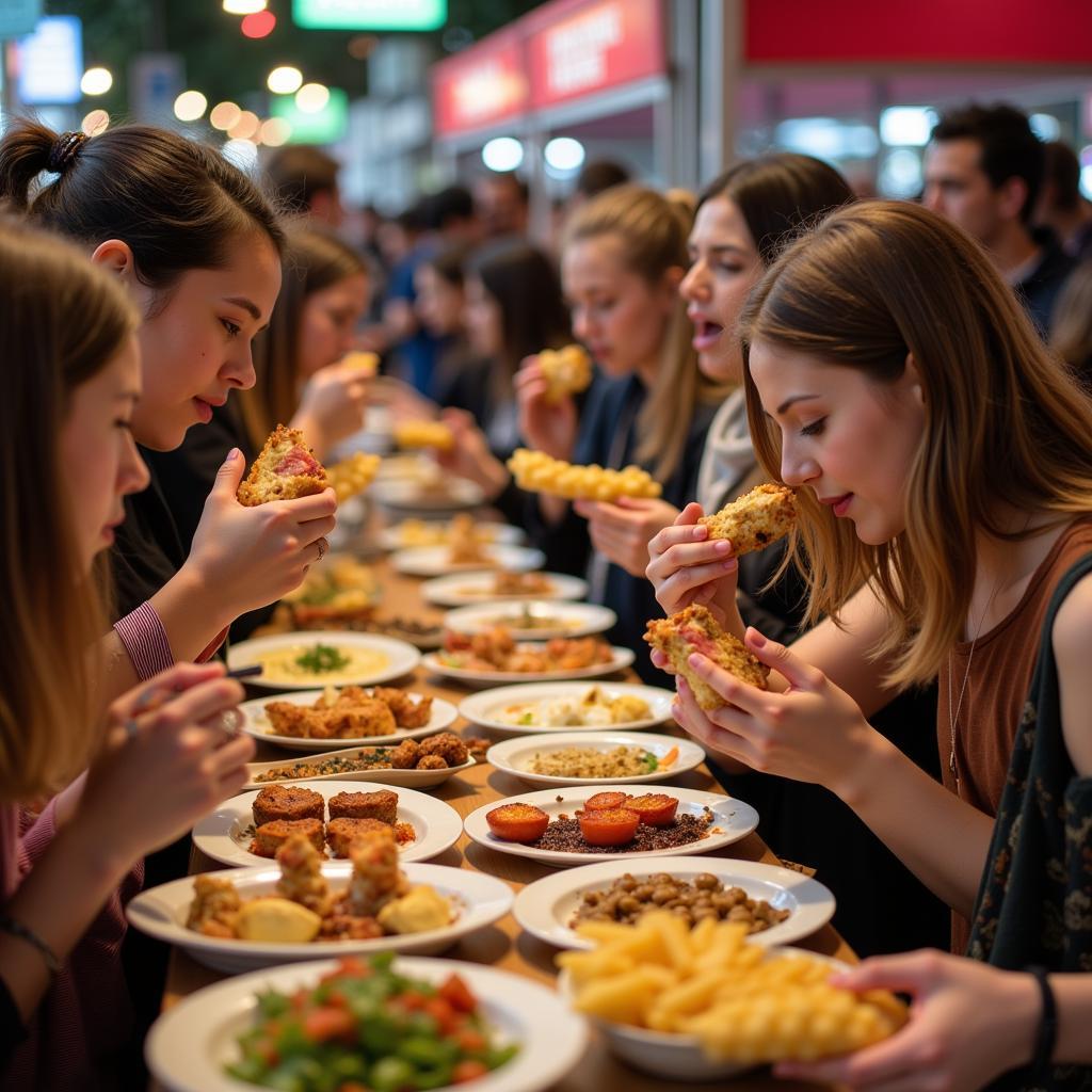 Attendees Sampling Food at the Chicago Food Expo