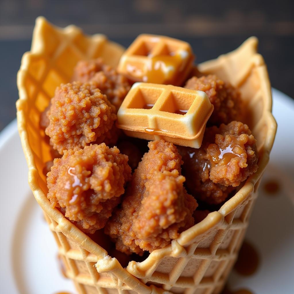 Chicken and Waffles in a Cone