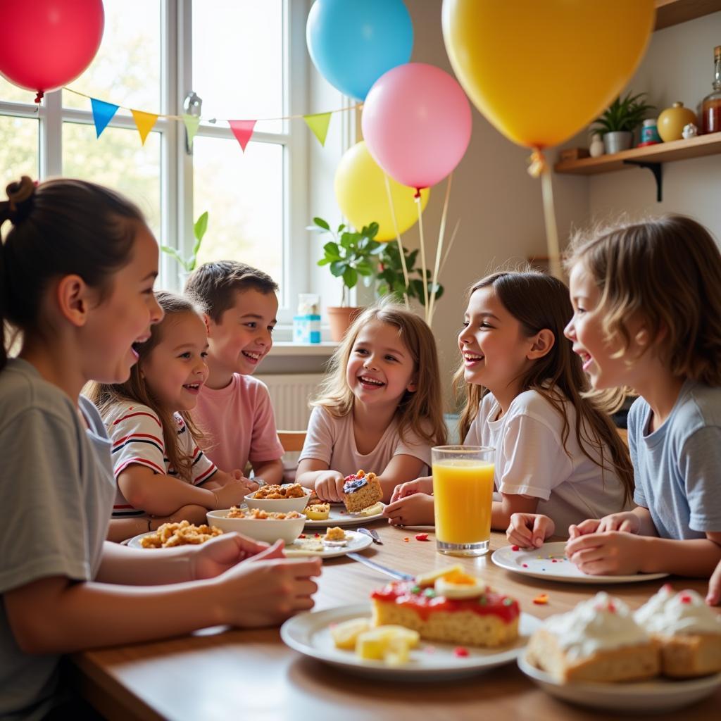 Children Laughing While Solving Food Riddles at Party