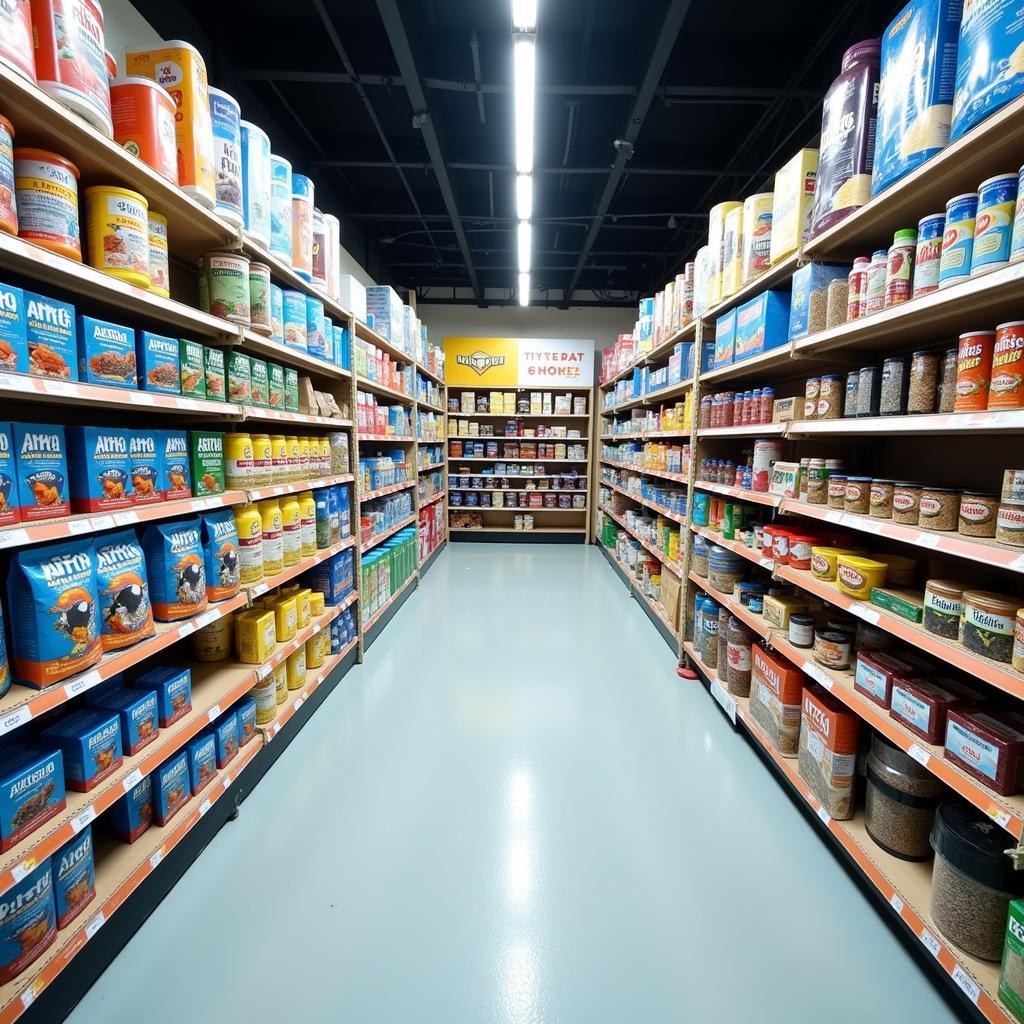 Clean and Organized Fish Food Store Aisle