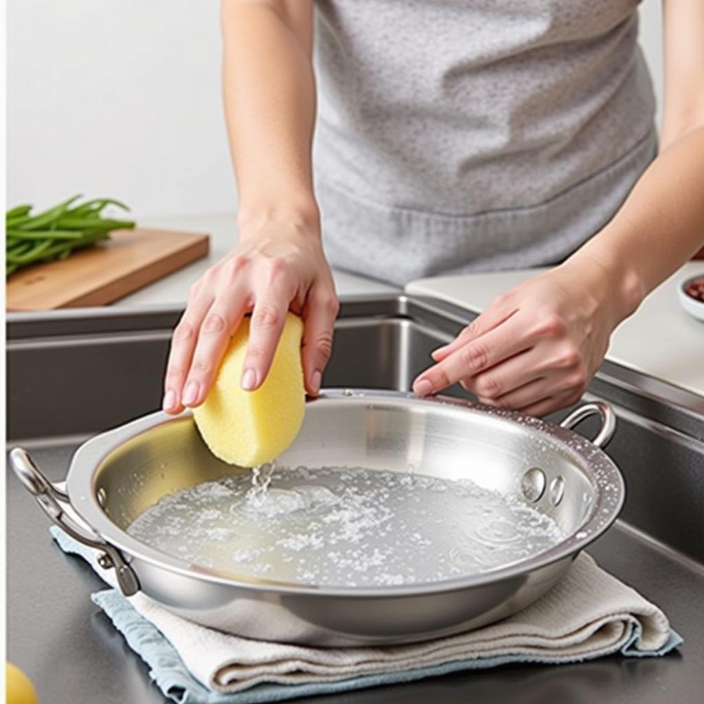 Cleaning a Stainless Steel Food Pan