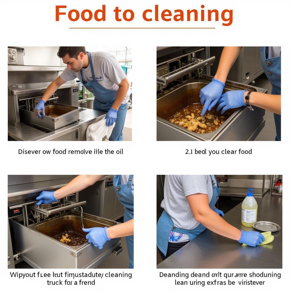 Cleaning a food truck fryer after service.