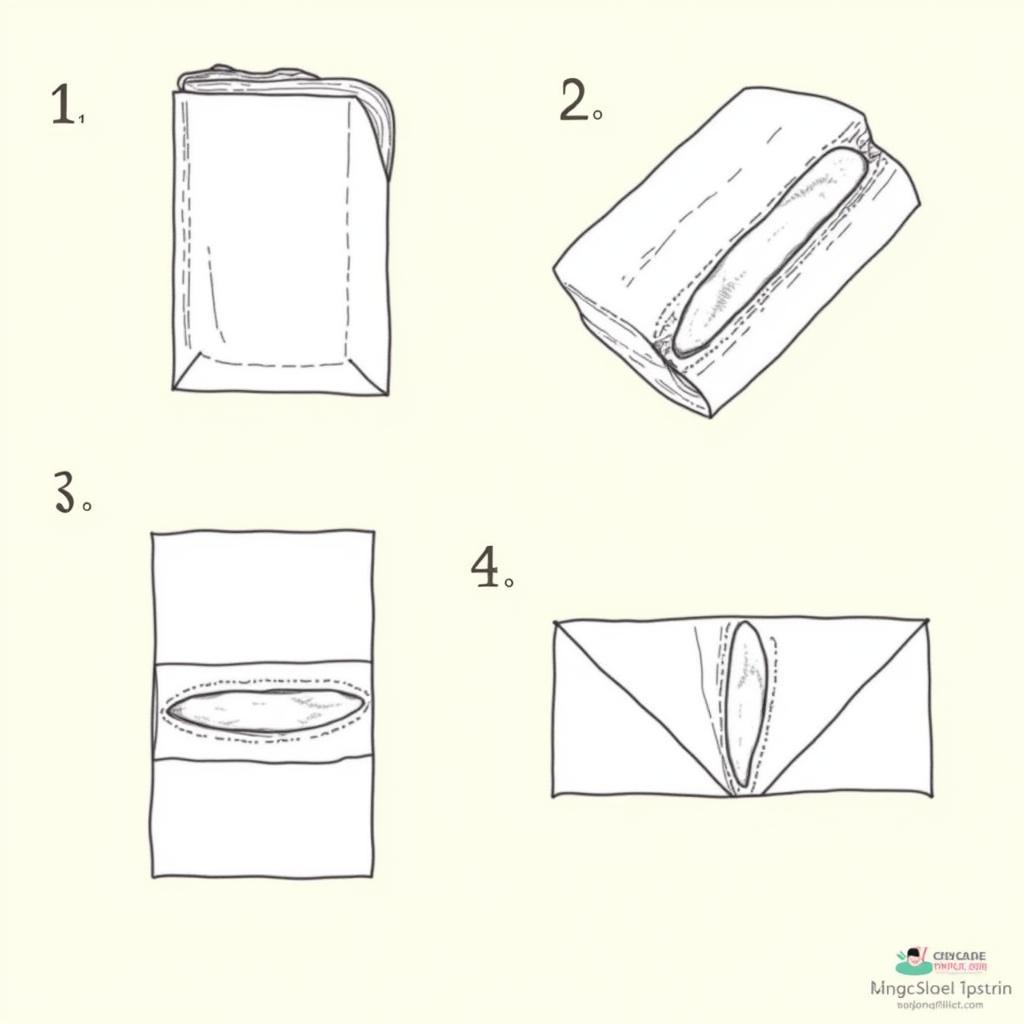 Demonstrating the pleat and fold technique for wrapping sandwiches.