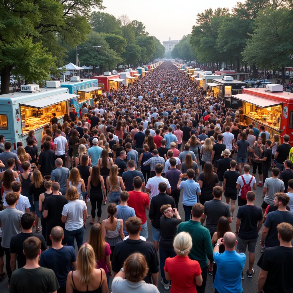 Crowds enjoying Clermont Food Truck Friday